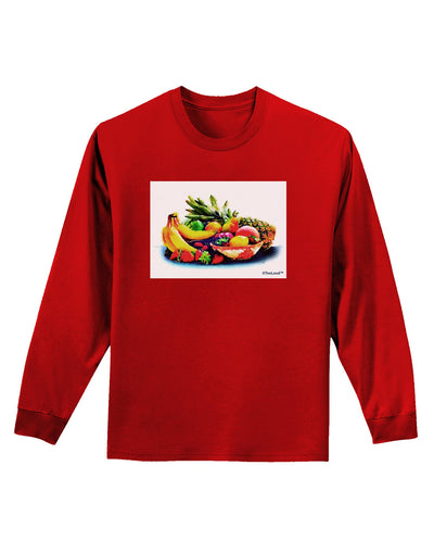 TooLoud Watercolor Fruit Bowl 3 Adult Long Sleeve Dark T-Shirt-TooLoud-Red-Small-Davson Sales