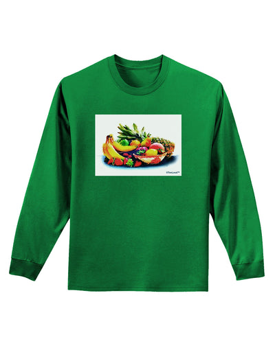 TooLoud Watercolor Fruit Bowl 3 Adult Long Sleeve Dark T-Shirt-TooLoud-Kelly-Green-Small-Davson Sales