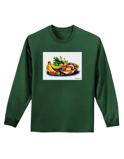 TooLoud Watercolor Fruit Bowl 3 Adult Long Sleeve Dark T-Shirt-TooLoud-Dark-Green-Small-Davson Sales