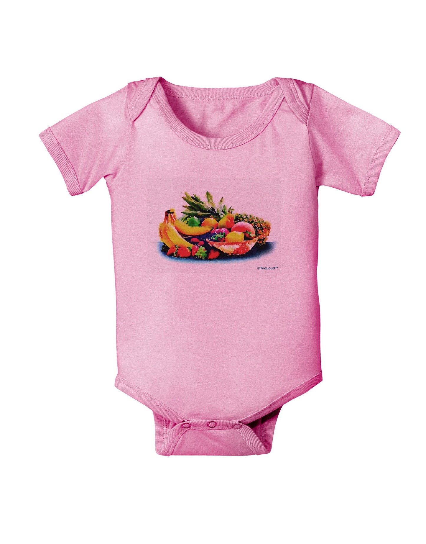 TooLoud Watercolor Fruit Bowl 3 Baby Romper Bodysuit-Baby Romper-TooLoud-Pink-06-Months-Davson Sales