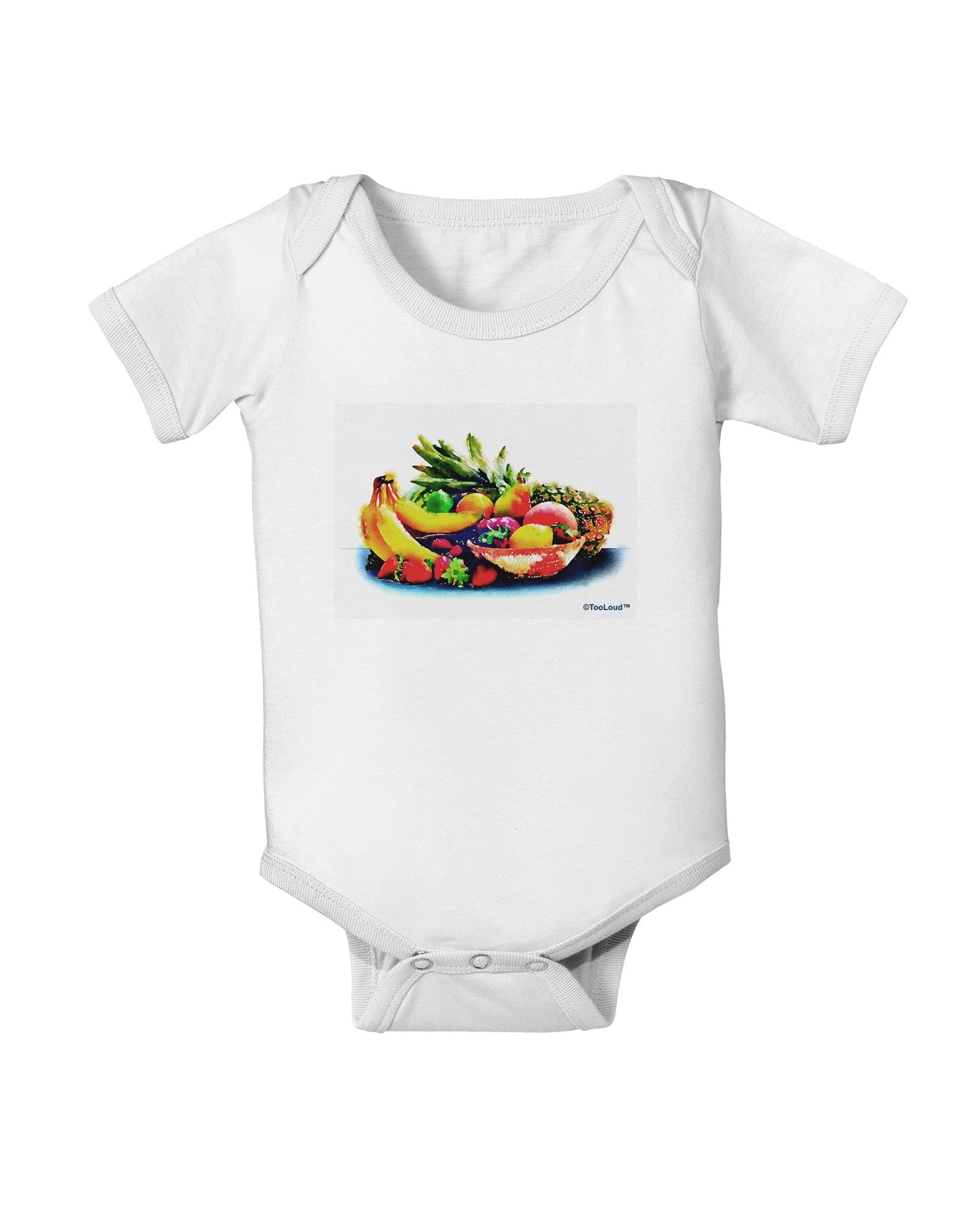 TooLoud Watercolor Fruit Bowl 3 Baby Romper Bodysuit-Baby Romper-TooLoud-White-06-Months-Davson Sales