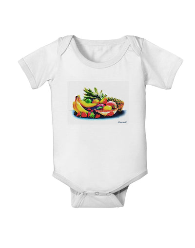 TooLoud Watercolor Fruit Bowl 3 Baby Romper Bodysuit-Baby Romper-TooLoud-White-06-Months-Davson Sales