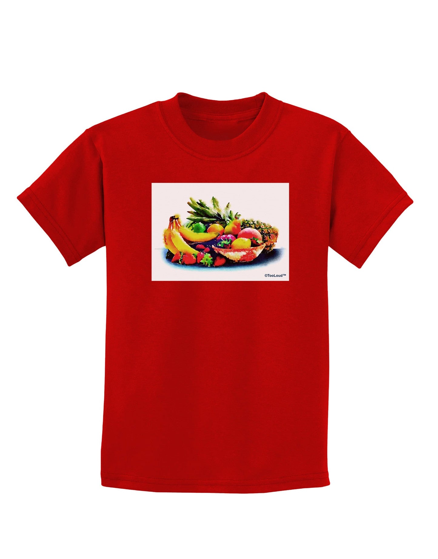 TooLoud Watercolor Fruit Bowl 3 Childrens Dark T-Shirt-Childrens T-Shirt-TooLoud-Red-X-Small-Davson Sales