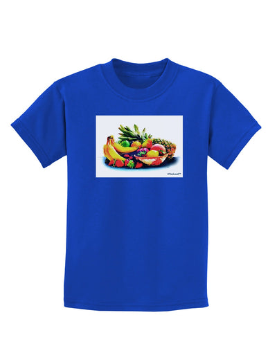 TooLoud Watercolor Fruit Bowl 3 Childrens Dark T-Shirt-Childrens T-Shirt-TooLoud-Royal-Blue-X-Small-Davson Sales