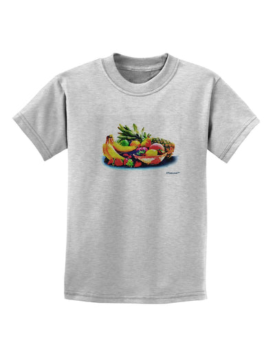 TooLoud Watercolor Fruit Bowl 3 Childrens T-Shirt-Childrens T-Shirt-TooLoud-AshGray-X-Small-Davson Sales