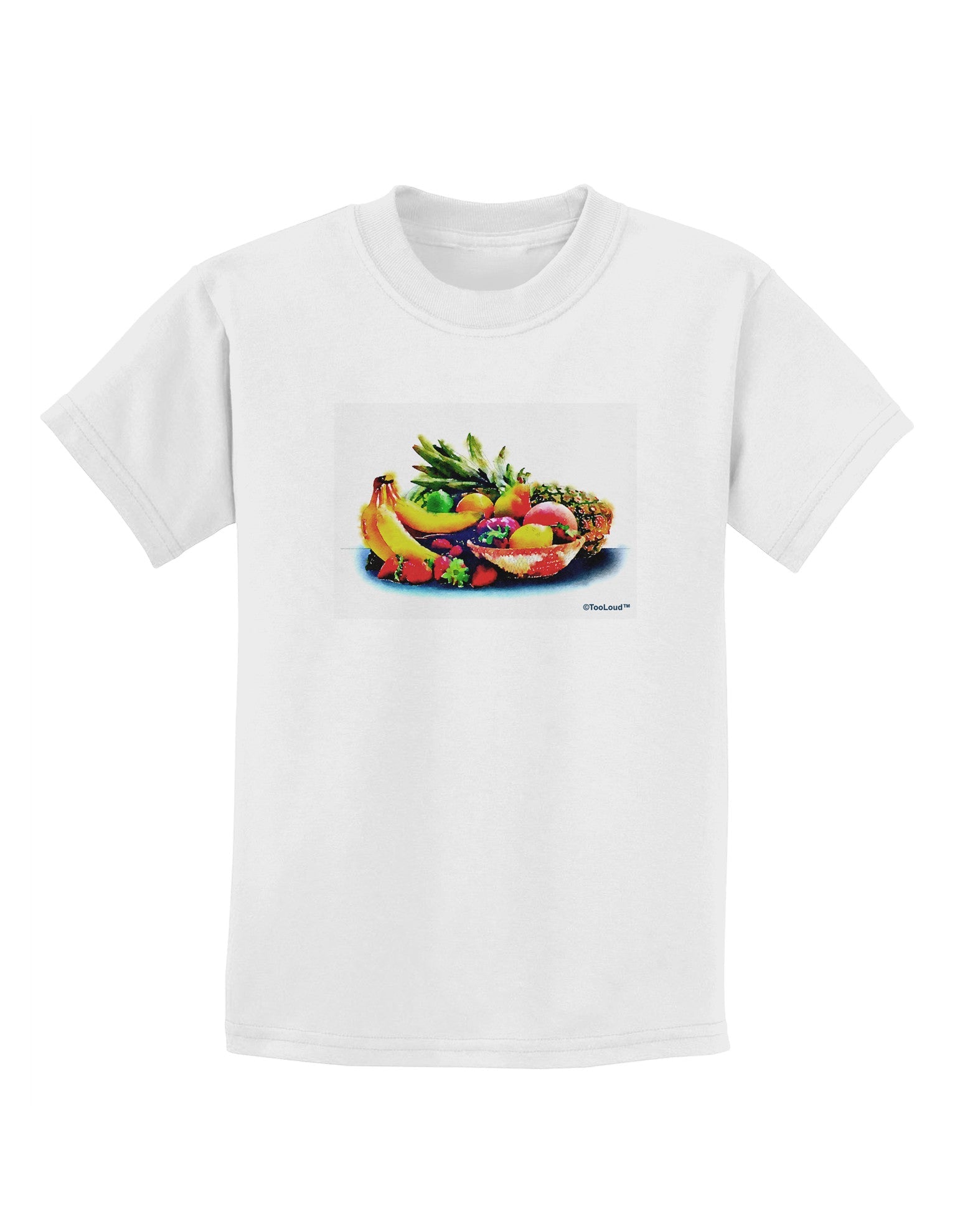 TooLoud Watercolor Fruit Bowl 3 Childrens T-Shirt-Childrens T-Shirt-TooLoud-White-X-Small-Davson Sales