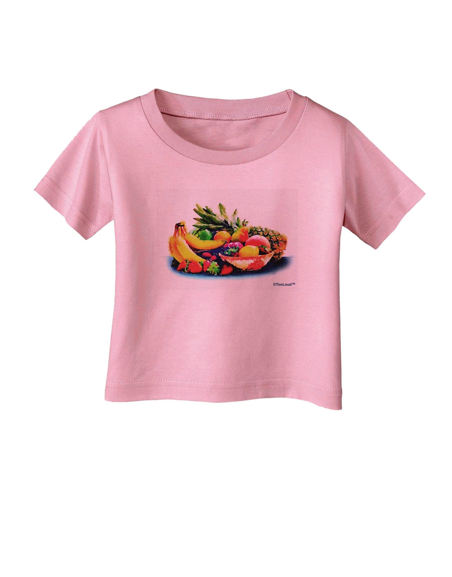 TooLoud Watercolor Fruit Bowl 3 Infant T-Shirt-Infant T-Shirt-TooLoud-Candy-Pink-06-Months-Davson Sales