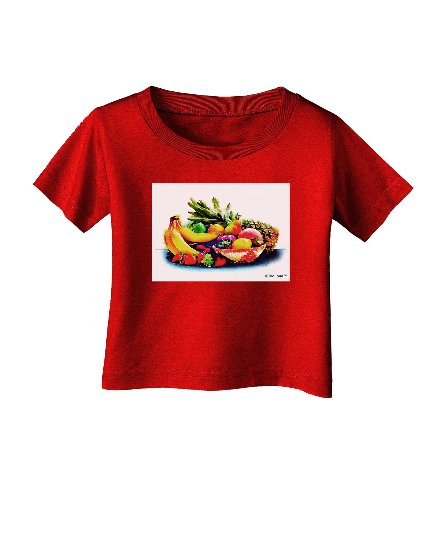 TooLoud Watercolor Fruit Bowl 3 Infant T-Shirt Dark-Infant T-Shirt-TooLoud-Red-06-Months-Davson Sales
