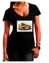 TooLoud Watercolor Fruit Bowl 3 Juniors V-Neck Dark T-Shirt-Womens V-Neck T-Shirts-TooLoud-Black-Juniors Fitted Small-Davson Sales