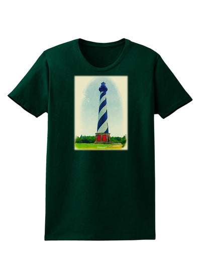 TooLoud Watercolor Lighthouse 1 Womens Dark T-Shirt-TooLoud-Forest-Green-Small-Davson Sales