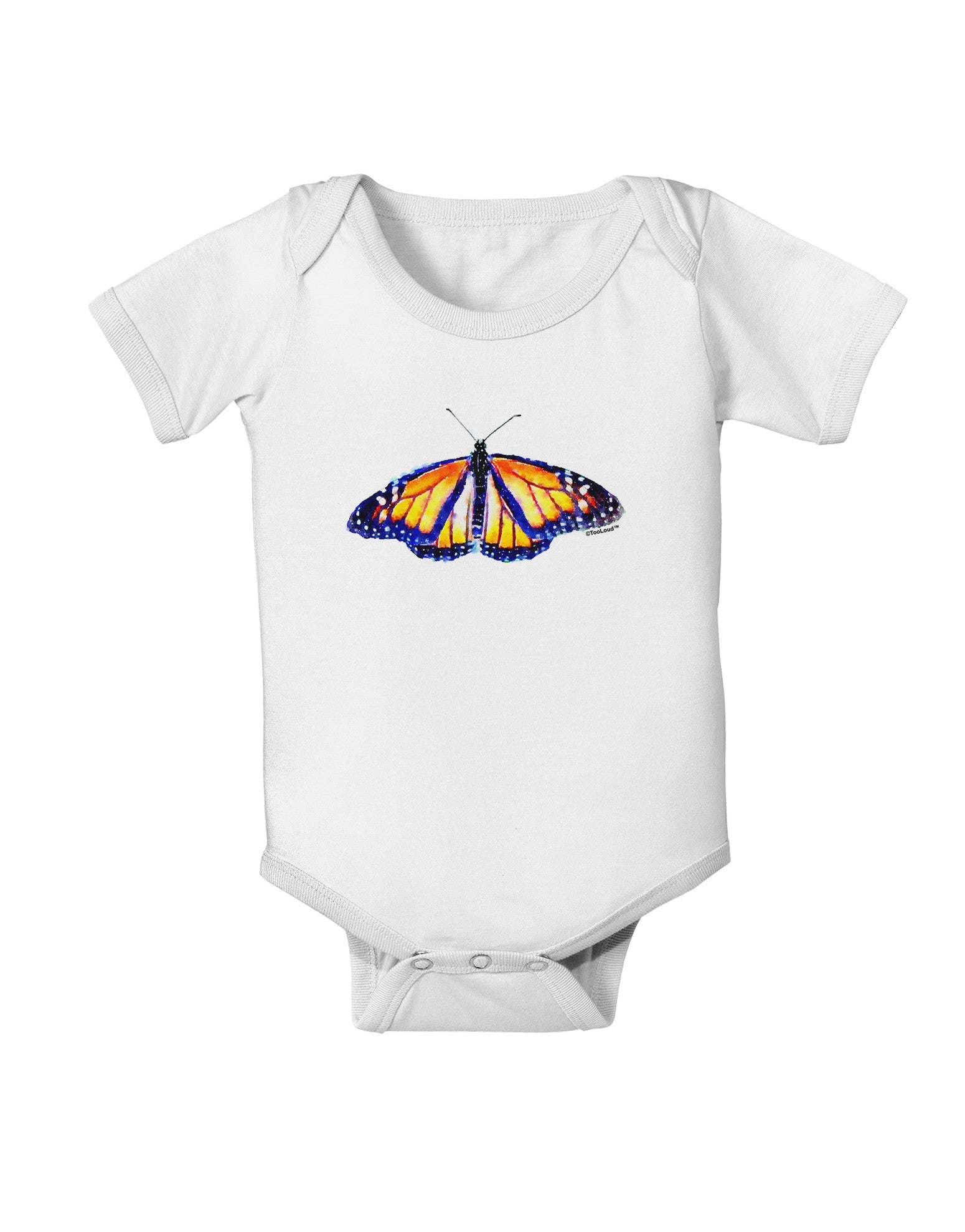 TooLoud Watercolor Monarch Butterfly Baby Romper Bodysuit-Baby Romper-TooLoud-White-06-Months-Davson Sales