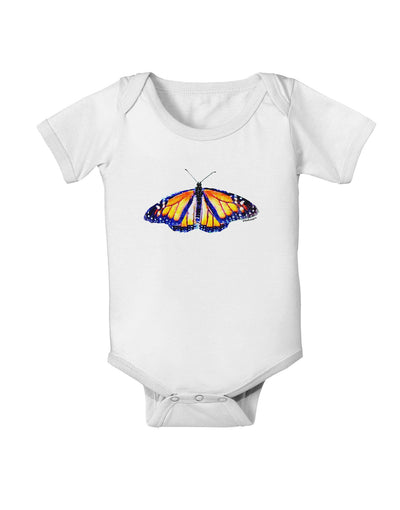 TooLoud Watercolor Monarch Butterfly Baby Romper Bodysuit-Baby Romper-TooLoud-White-06-Months-Davson Sales