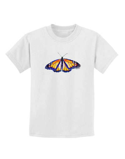 TooLoud Watercolor Monarch Butterfly Childrens T-Shirt-Childrens T-Shirt-TooLoud-White-X-Small-Davson Sales