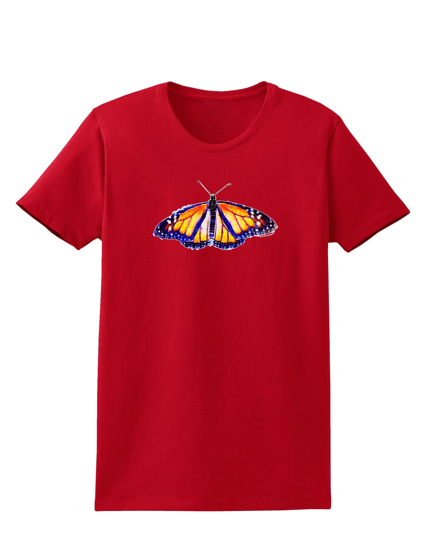 TooLoud Watercolor Monarch Butterfly Womens Dark T-Shirt-TooLoud-Red-X-Small-Davson Sales