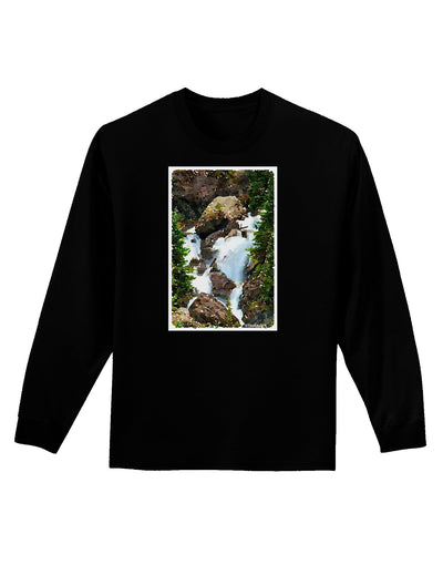 TooLoud Waterfall Watercolor Adult Long Sleeve Dark T-Shirt-TooLoud-Black-Small-Davson Sales