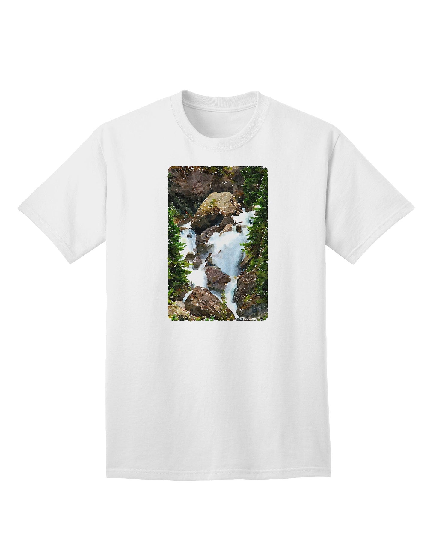 TooLoud Waterfall Watercolor Adult T-Shirt-Mens T-Shirt-TooLoud-White-Small-Davson Sales