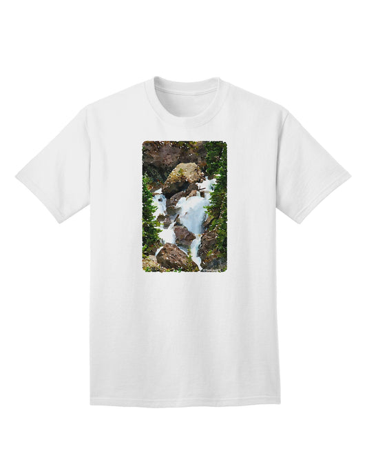 TooLoud Waterfall Watercolor Adult T-Shirt-Mens T-Shirt-TooLoud-White-Small-Davson Sales
