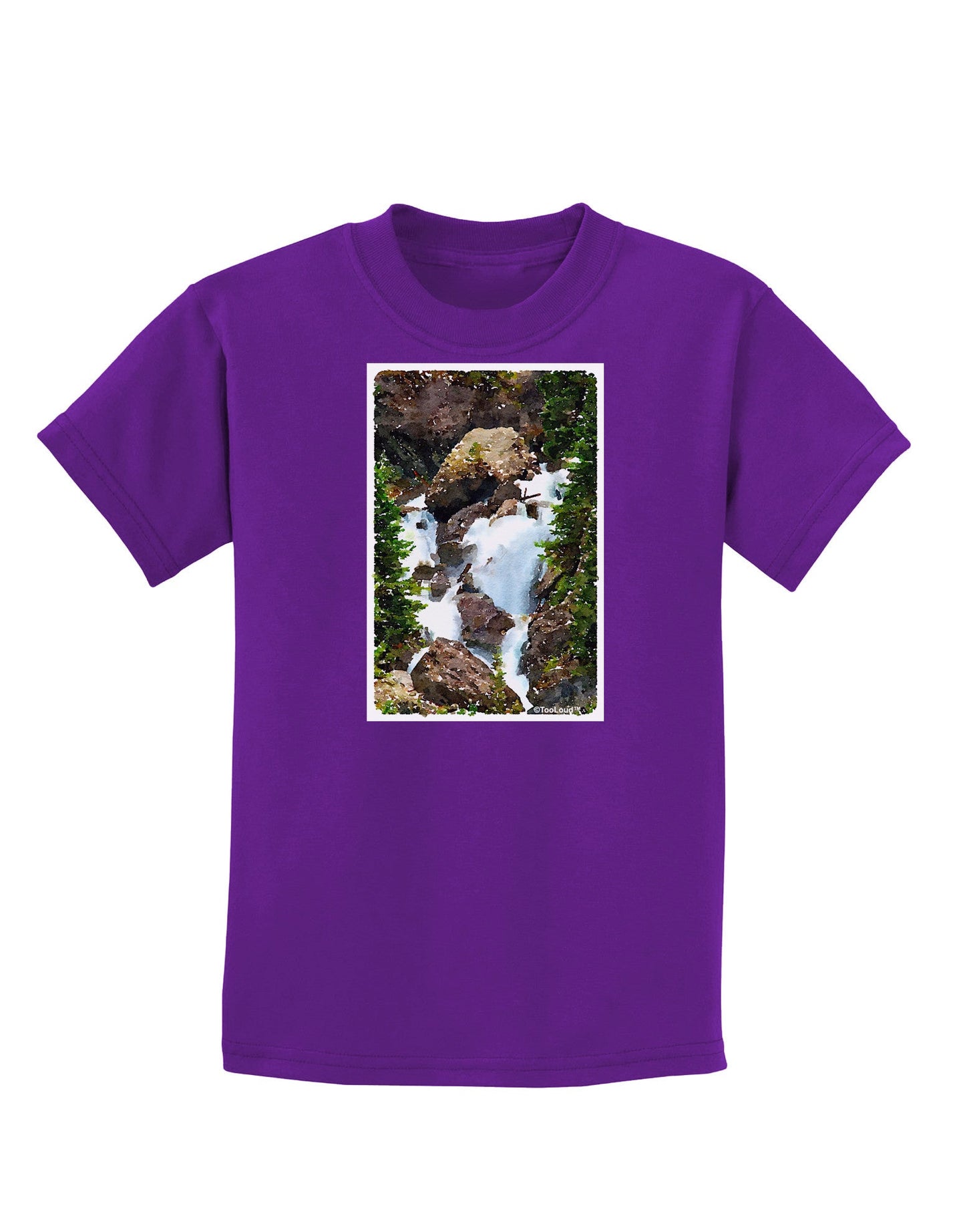 TooLoud Waterfall Watercolor Childrens Dark T-Shirt-Childrens T-Shirt-TooLoud-Purple-X-Small-Davson Sales