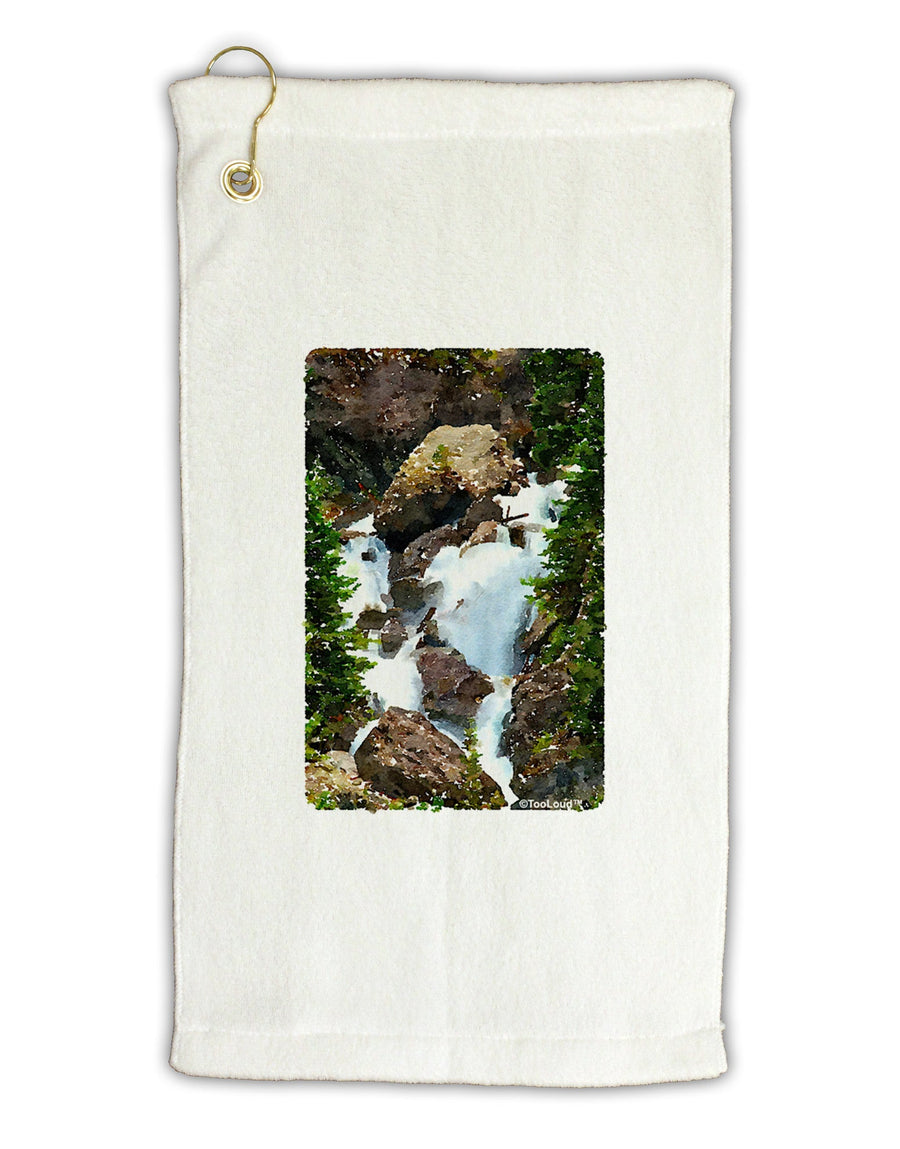 TooLoud Waterfall Watercolor Micro Terry Gromet Golf Towel 11&#x22;x19-Golf Towel-TooLoud-White-Davson Sales