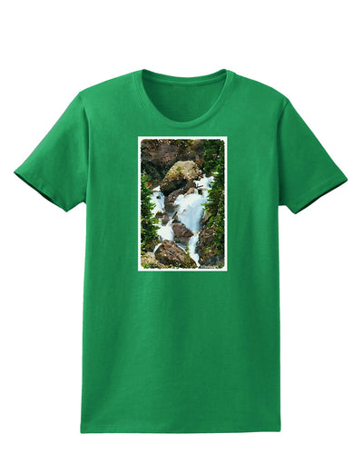 TooLoud Waterfall Watercolor Womens Dark T-Shirt-TooLoud-Kelly-Green-X-Small-Davson Sales