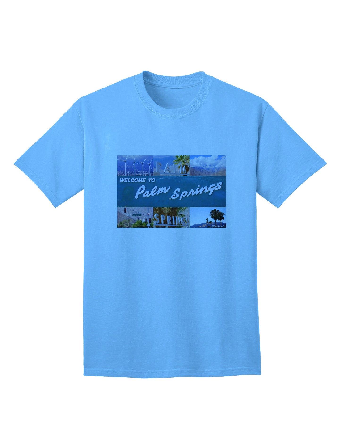 TooLoud Welcome to Palm Springs Collage Adult T-Shirt-Mens T-Shirt-TooLoud-Aquatic-Blue-Small-Davson Sales