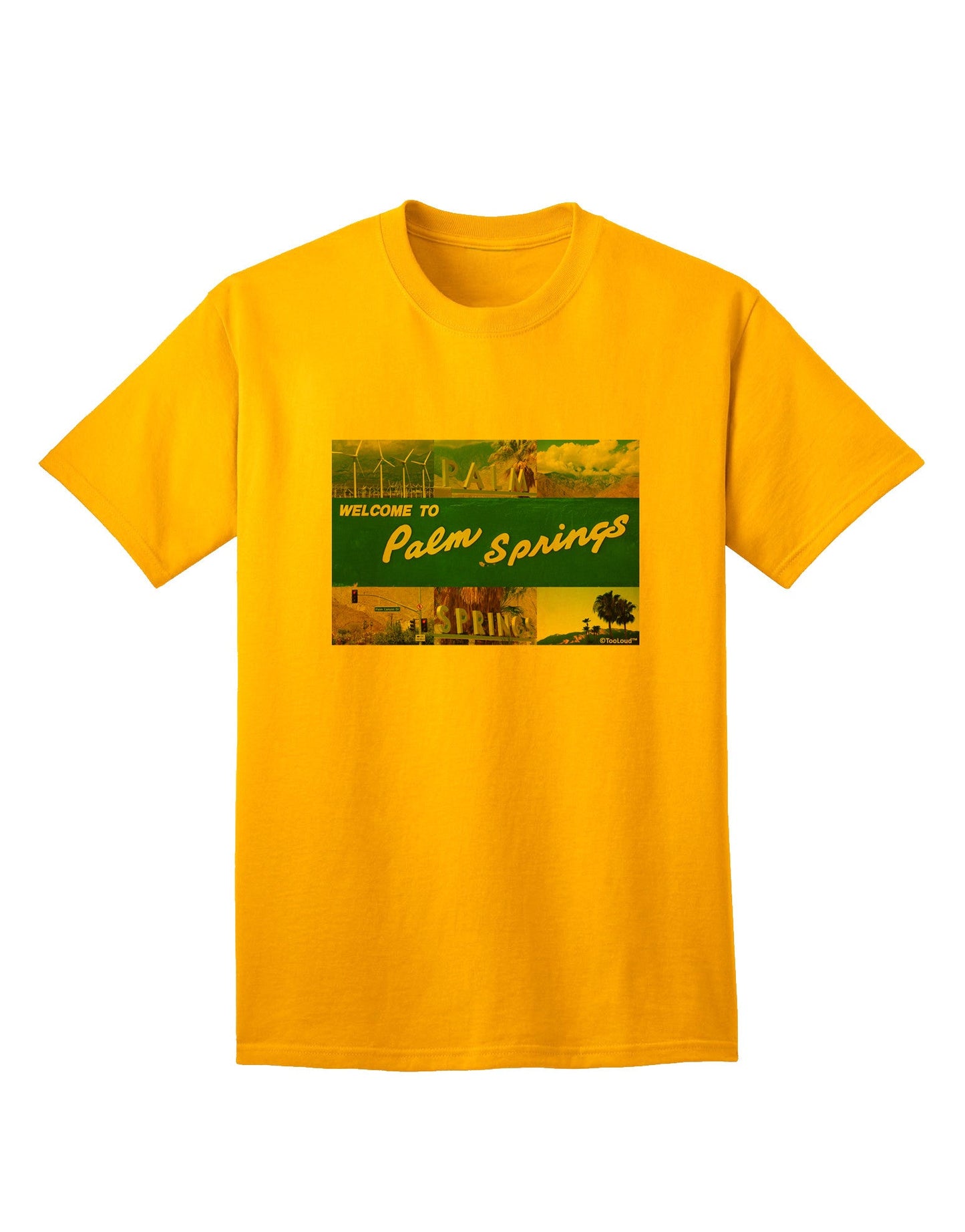 TooLoud Welcome to Palm Springs Collage Adult T-Shirt-Mens T-Shirt-TooLoud-Gold-Small-Davson Sales