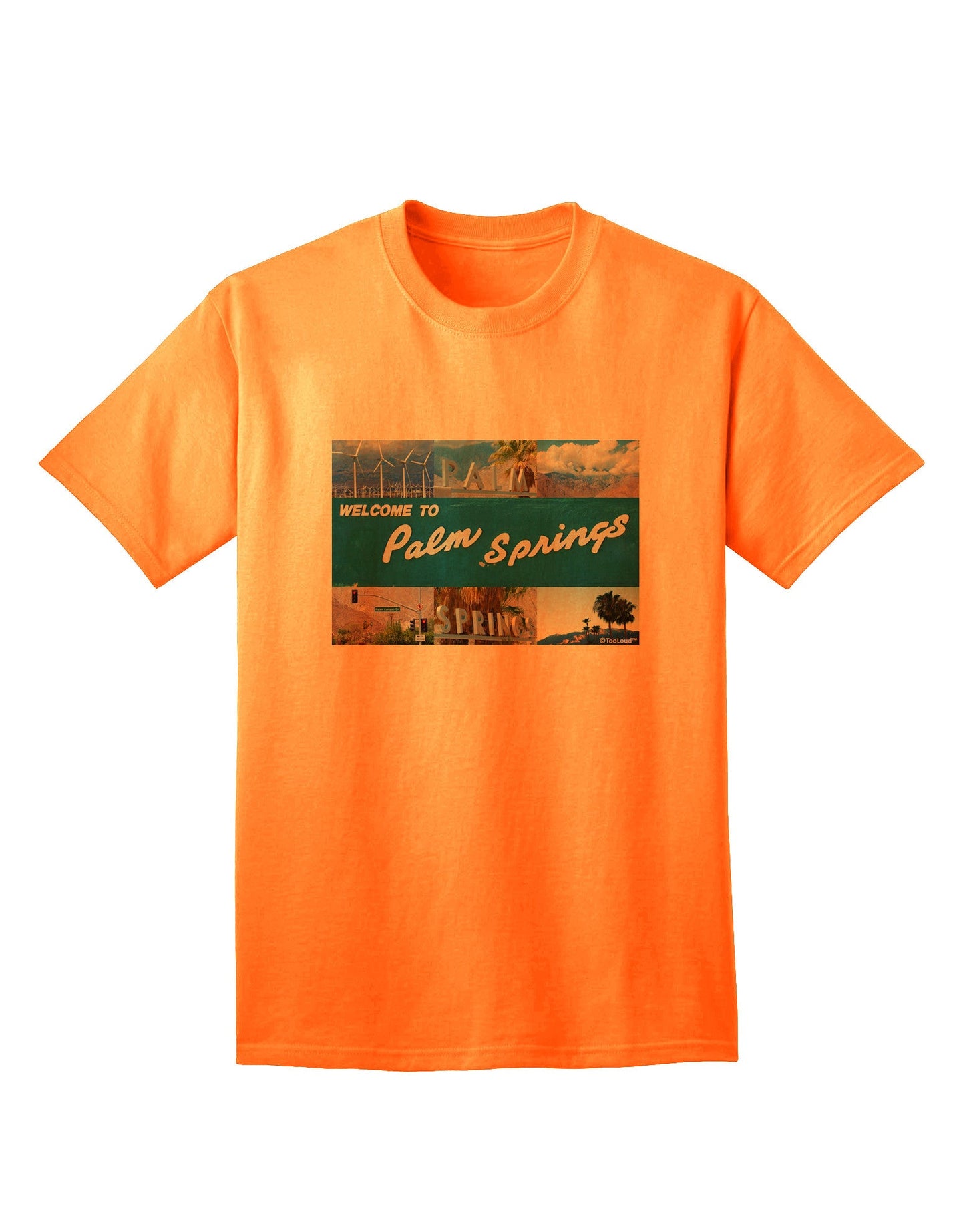 TooLoud Welcome to Palm Springs Collage Adult T-Shirt-Mens T-Shirt-TooLoud-Neon-Orange-Small-Davson Sales