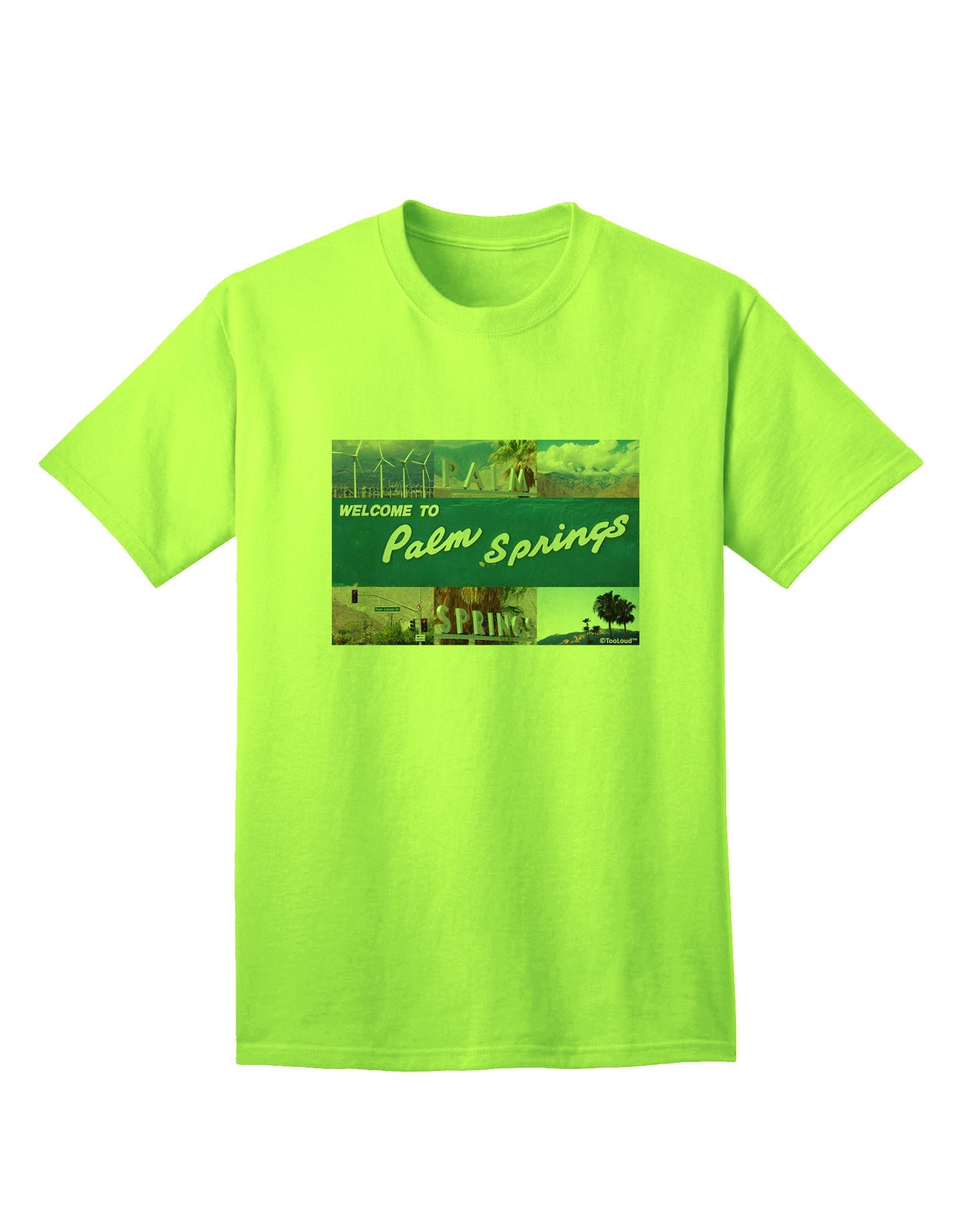 TooLoud Welcome to Palm Springs Collage Adult T-Shirt-Mens T-Shirt-TooLoud-Neon-Green-Small-Davson Sales