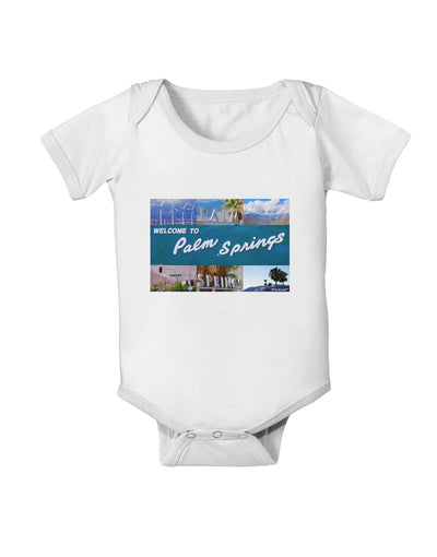 TooLoud Welcome to Palm Springs Collage Baby Romper Bodysuit-Baby Romper-TooLoud-White-06-Months-Davson Sales