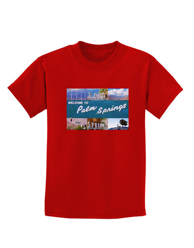 TooLoud Welcome to Palm Springs Collage Childrens Dark T-Shirt-Childrens T-Shirt-TooLoud-Red-X-Small-Davson Sales