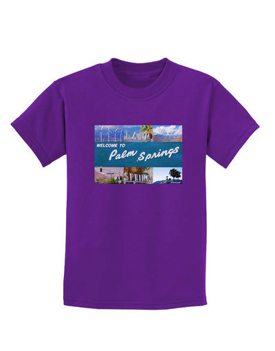 TooLoud Welcome to Palm Springs Collage Childrens Dark T-Shirt-Childrens T-Shirt-TooLoud-Purple-X-Small-Davson Sales