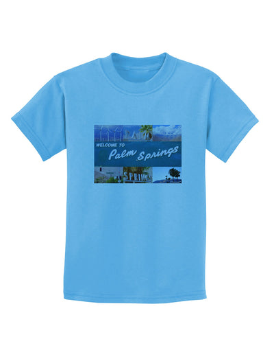 TooLoud Welcome to Palm Springs Collage Childrens T-Shirt-Childrens T-Shirt-TooLoud-Aquatic-Blue-X-Small-Davson Sales