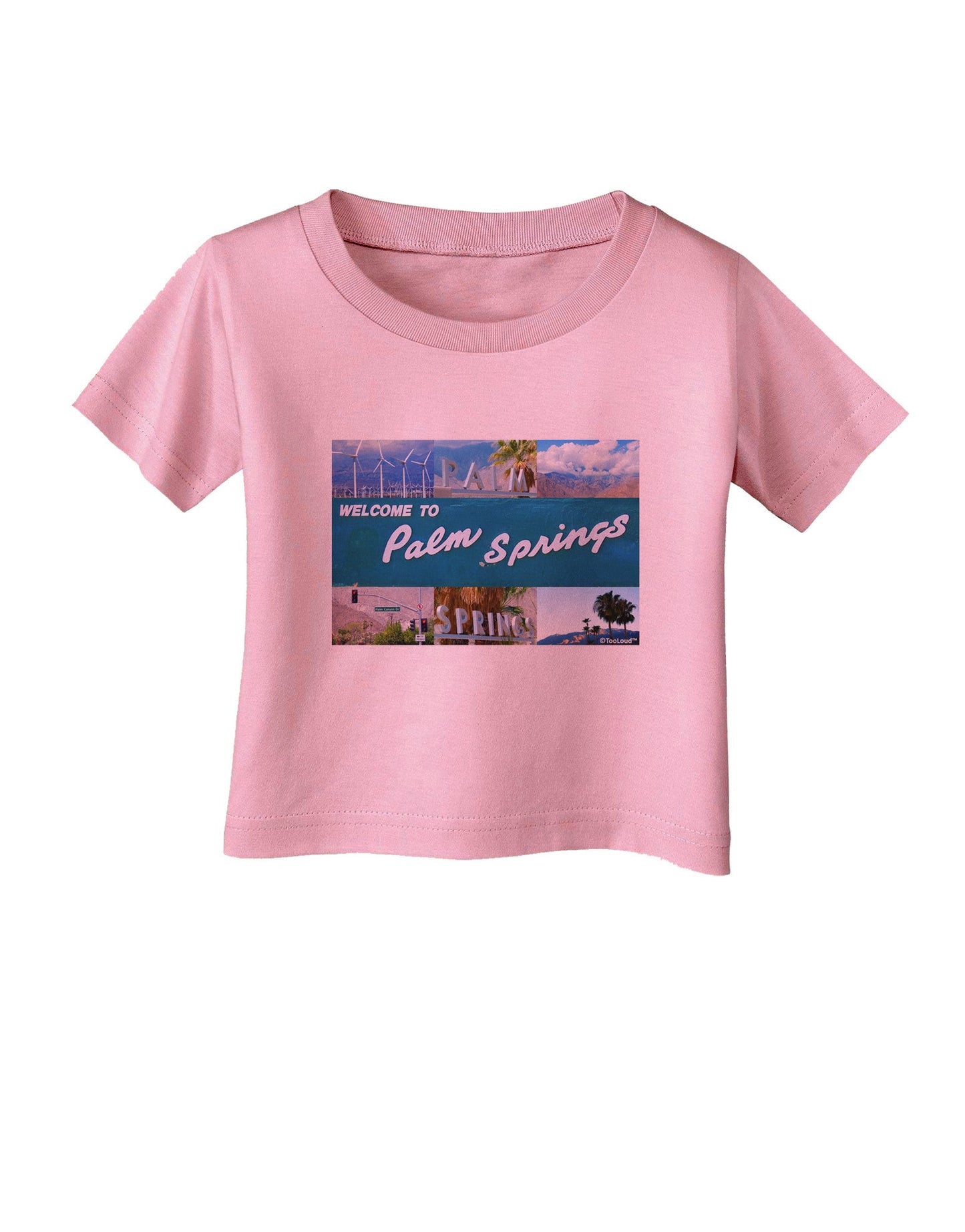 TooLoud Welcome to Palm Springs Collage Infant T-Shirt-Infant T-Shirt-TooLoud-Candy-Pink-06-Months-Davson Sales