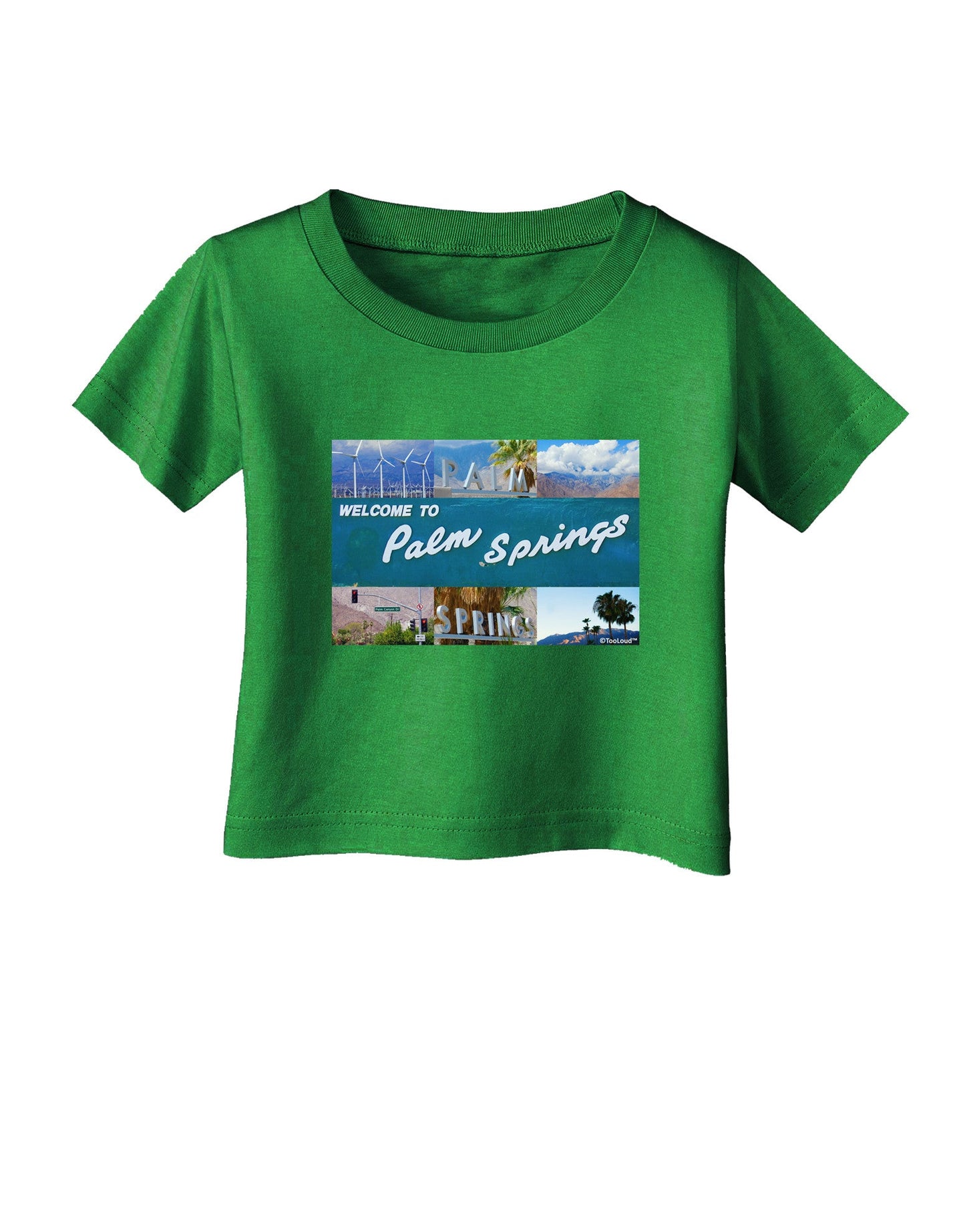 TooLoud Welcome to Palm Springs Collage Infant T-Shirt Dark-Infant T-Shirt-TooLoud-Clover-Green-06-Months-Davson Sales