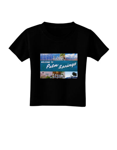 TooLoud Welcome to Palm Springs Collage Toddler T-Shirt Dark-Toddler T-Shirt-TooLoud-Black-2T-Davson Sales