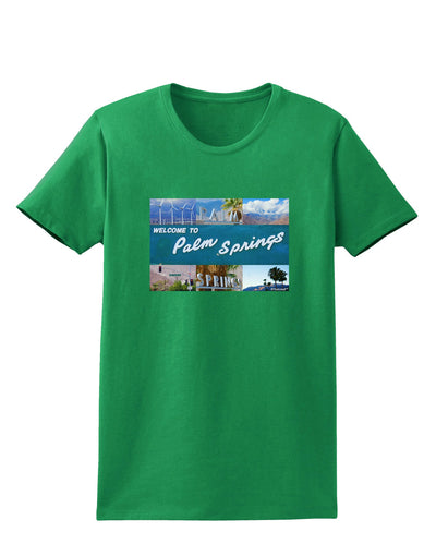 TooLoud Welcome to Palm Springs Collage Womens Dark T-Shirt-TooLoud-Kelly-Green-X-Small-Davson Sales