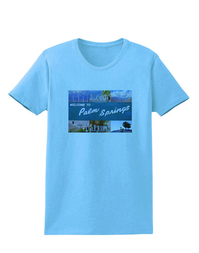 TooLoud Welcome to Palm Springs Collage Womens T-Shirt-Womens T-Shirt-TooLoud-Aquatic-Blue-X-Small-Davson Sales