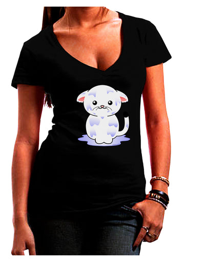 TooLoud Wet Pussycat Womens V-Neck Dark T-Shirt-Womens V-Neck T-Shirts-TooLoud-Black-Juniors Fitted Small-Davson Sales