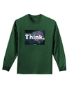 TooLoud What We Think Buddha Adult Long Sleeve Dark T-Shirt-TooLoud-Dark-Green-Small-Davson Sales