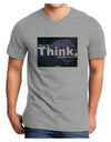 TooLoud What We Think Buddha Adult V-Neck T-shirt-Mens V-Neck T-Shirt-TooLoud-HeatherGray-Small-Davson Sales