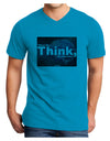 TooLoud What We Think Buddha Adult V-Neck T-shirt-Mens V-Neck T-Shirt-TooLoud-Turquoise-Small-Davson Sales