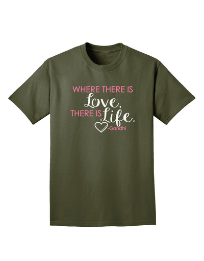 TooLoud Where There Is Love Gandhi Adult Dark T-Shirt-Mens T-Shirt-TooLoud-Military-Green-Small-Davson Sales