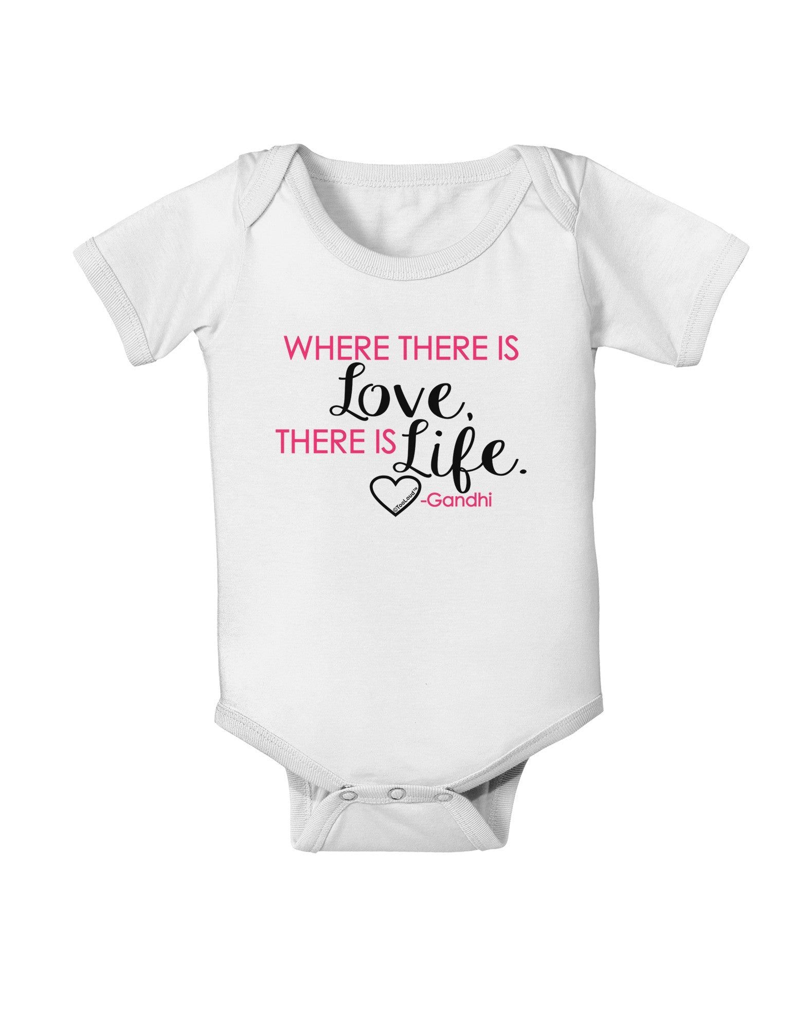 TooLoud Where There Is Love Gandhi Baby Romper Bodysuit-Baby Romper-TooLoud-White-06-Months-Davson Sales