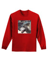 TooLoud White Wolf Face Adult Long Sleeve Dark T-Shirt-TooLoud-Red-Small-Davson Sales