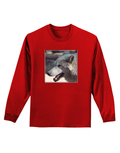 TooLoud White Wolf Face Adult Long Sleeve Dark T-Shirt-TooLoud-Red-Small-Davson Sales