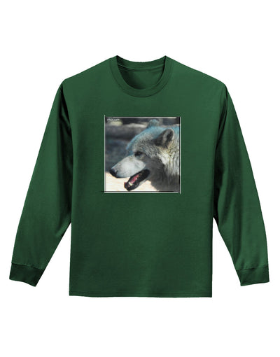 TooLoud White Wolf Face Adult Long Sleeve Dark T-Shirt-TooLoud-Dark-Green-Small-Davson Sales