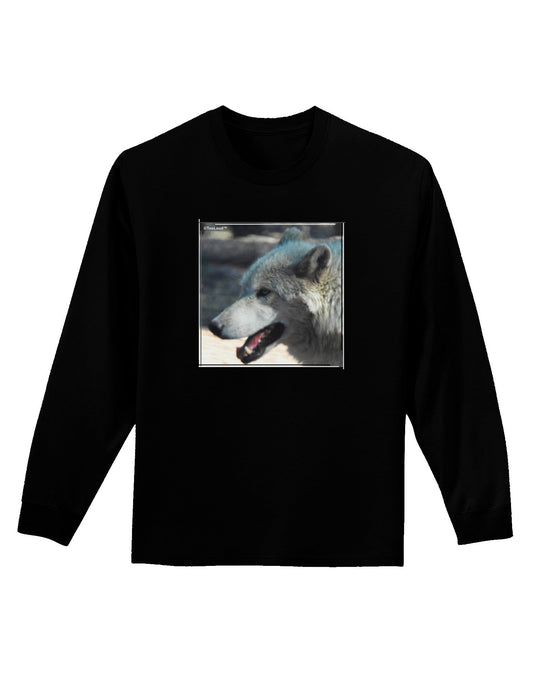 TooLoud White Wolf Face Adult Long Sleeve Dark T-Shirt-TooLoud-Black-Small-Davson Sales
