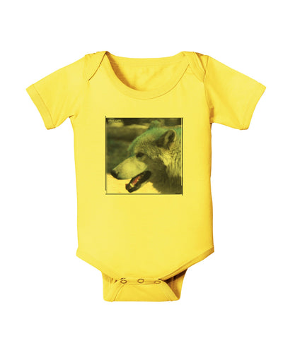 TooLoud White Wolf Face Baby Romper Bodysuit-Baby Romper-TooLoud-Yellow-06-Months-Davson Sales