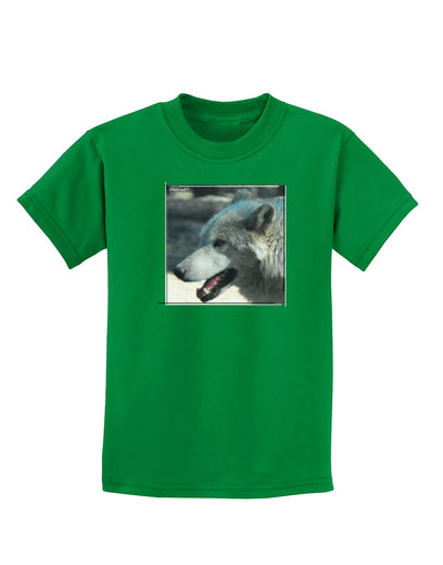 TooLoud White Wolf Face Childrens Dark T-Shirt-Childrens T-Shirt-TooLoud-Kelly-Green-X-Small-Davson Sales