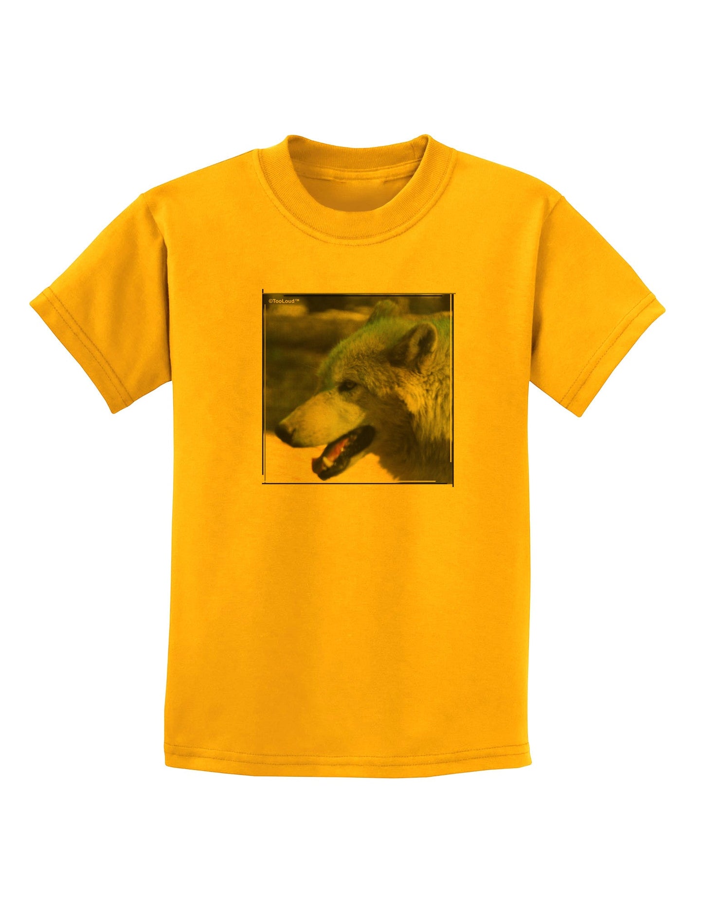 TooLoud White Wolf Face Childrens T-Shirt-Childrens T-Shirt-TooLoud-Gold-X-Small-Davson Sales